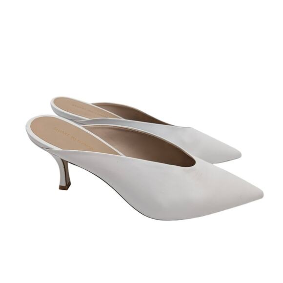 Stuart Weitzman Lula Pointed Toe Pump Women's Leather White Size US8.5B EU39 - Picture 3 of 15